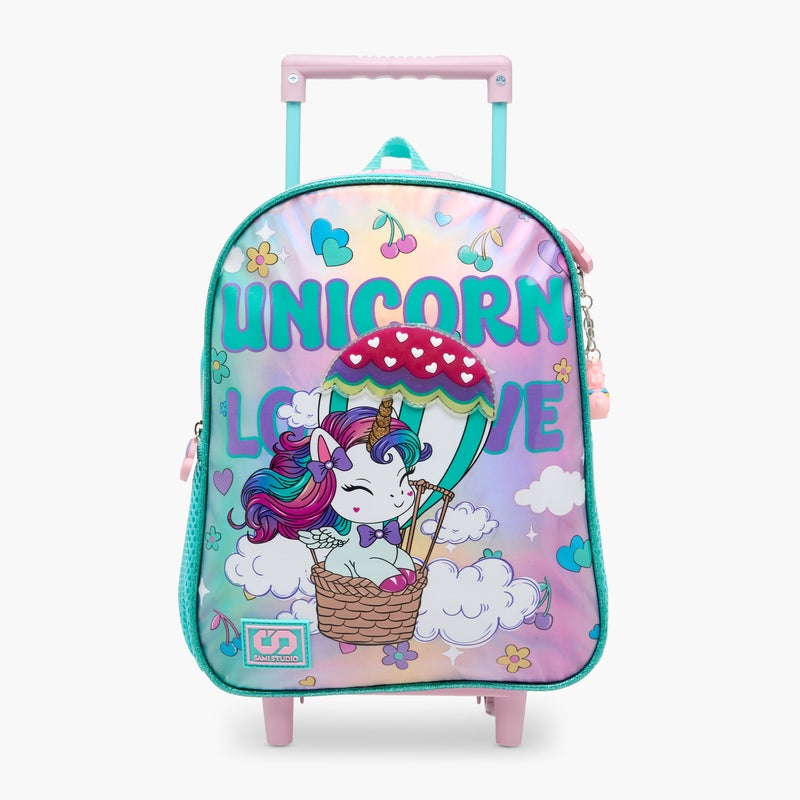 sami_studio 12 Inch Trolley-Unicorn-Collection-2 Cmprt With Zip- (Polyester ) Multicolor \ 48X40X26 - Image 1